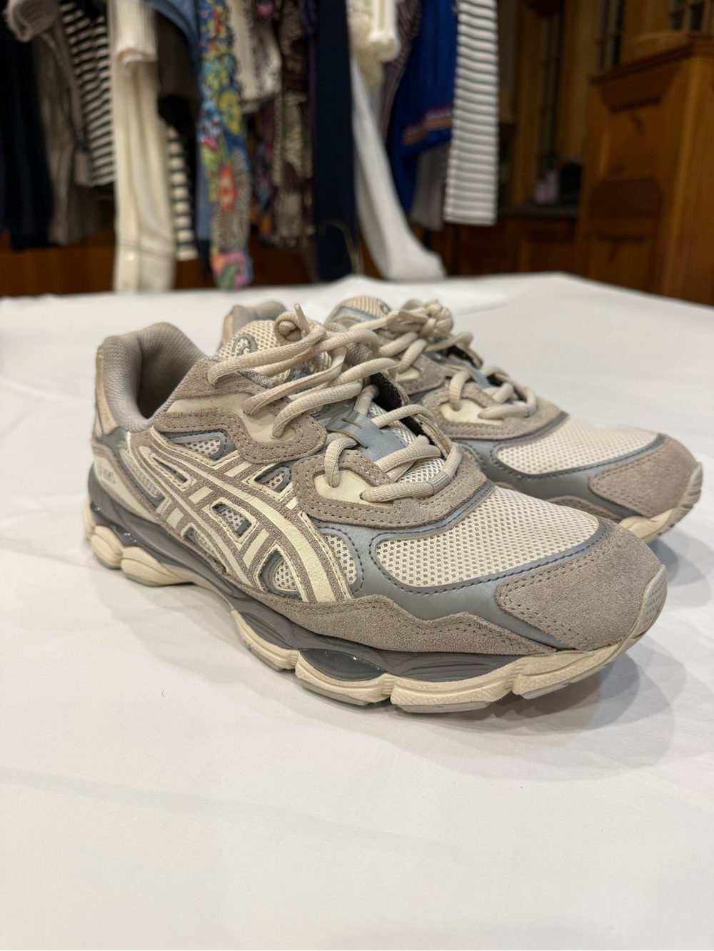 Asics Neutral Gray and Cream Men's Athletic Sneakers